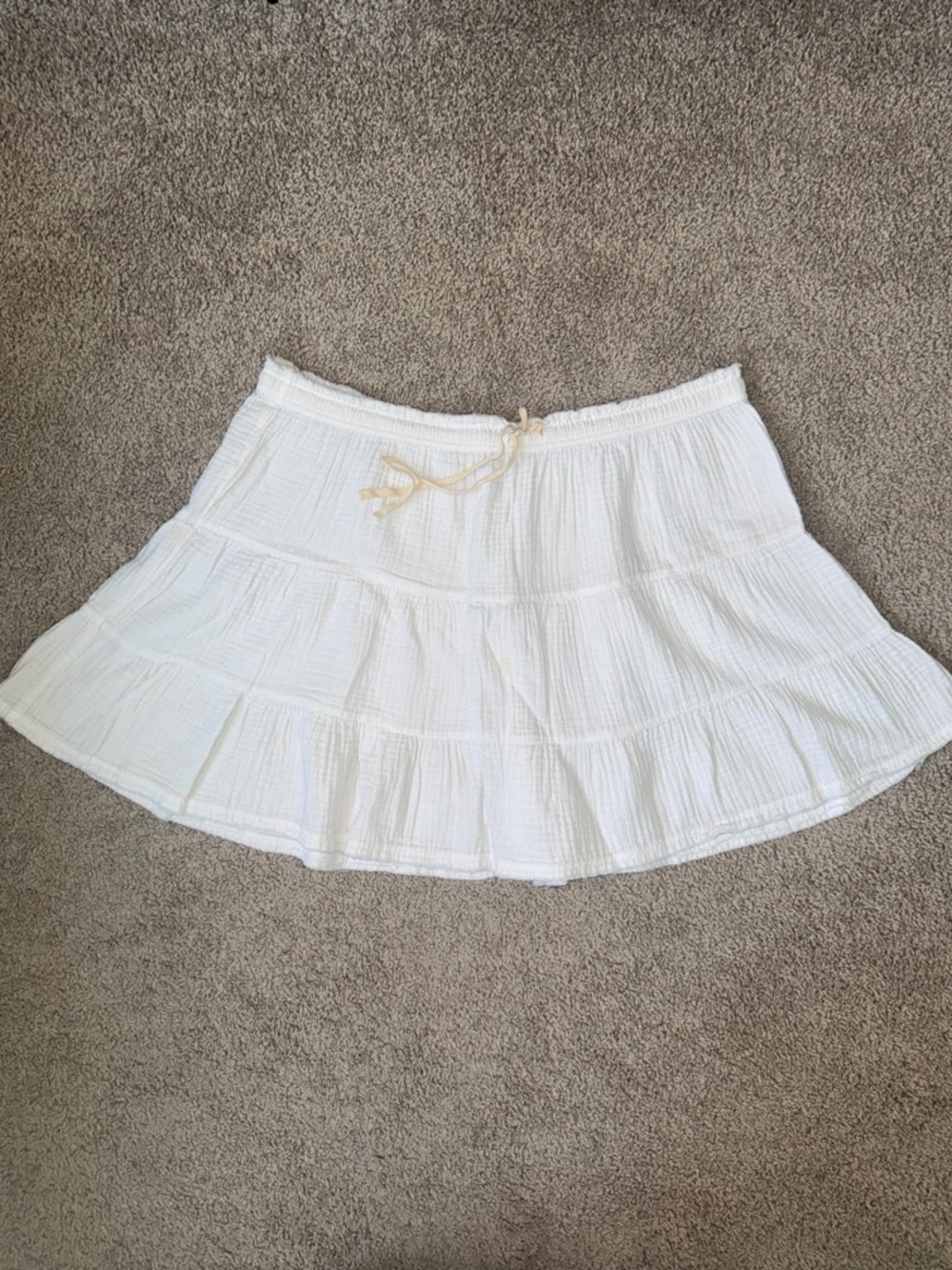 aerie White Tiered Circle Skirt with Drawstring